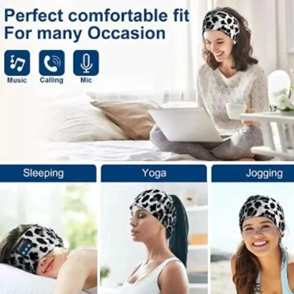 Animal Print Bluetooth Headband, Headphones, Sleep Mask